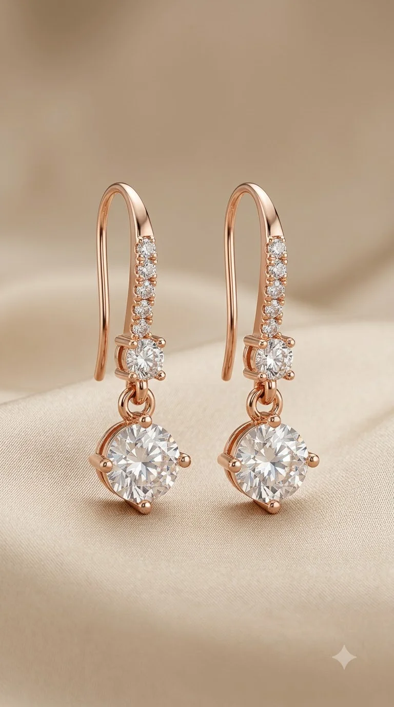 Rose Gold Glow Crystal Drop Earrings