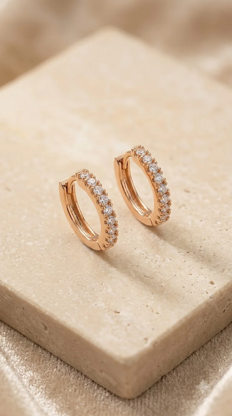A polished gold-tone finish and a row of sparkling clear crystals along the front